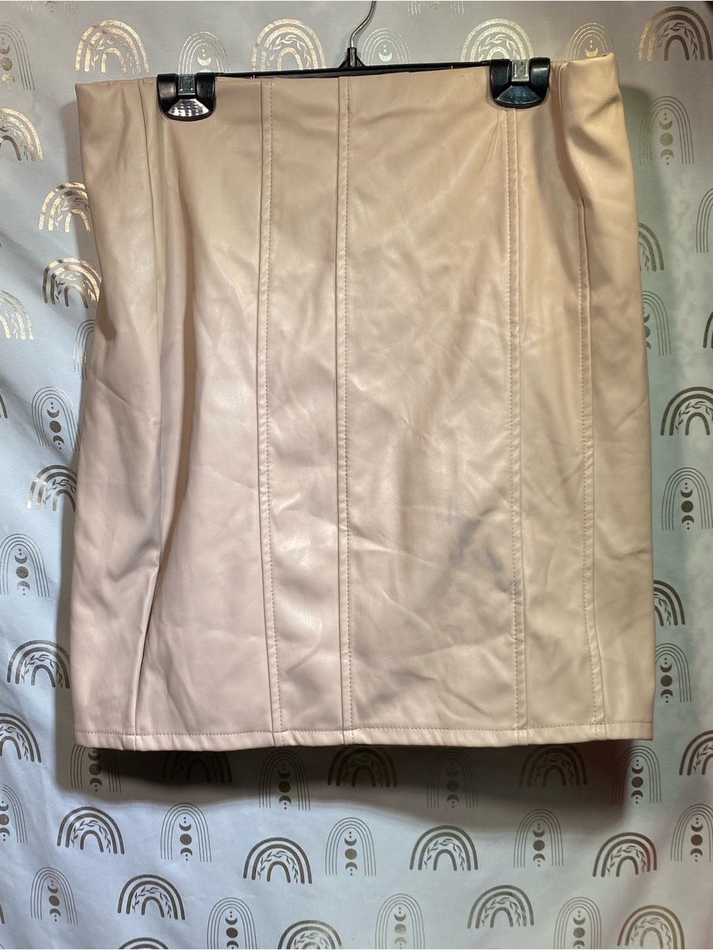 Haute Monde Blush Cream Faux Leather Mini Skirt